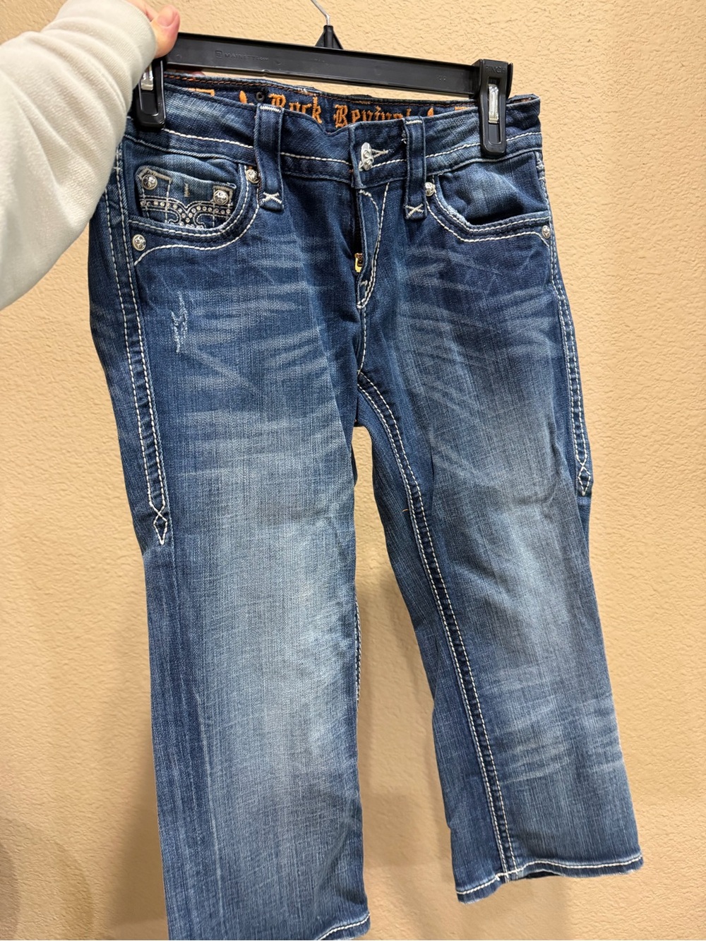 Rock Revival Women's Distressed Medium Blue Capri Jeans